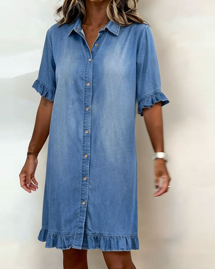 Julia - Robe en jean confortable avec des plis flatteurs
