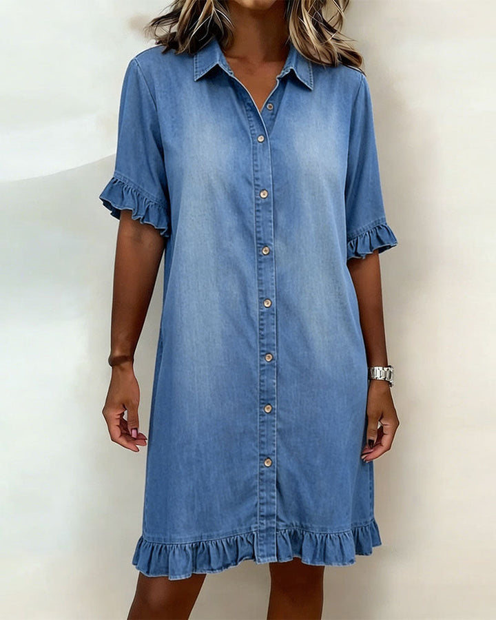 Julia - Robe en jean confortable avec des plis flatteurs