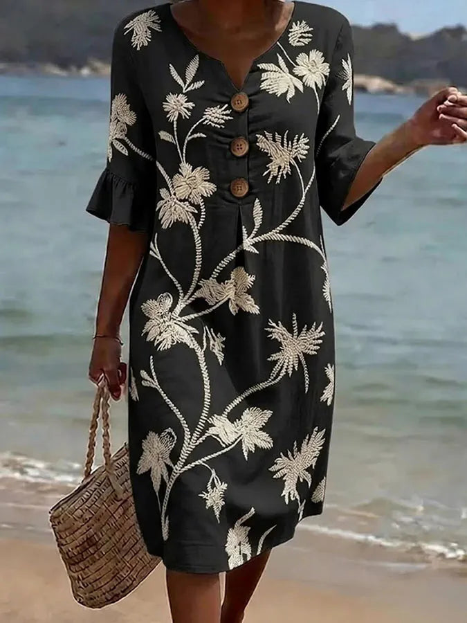 Belle | Robe décontractée pour femme, à imprimé floral ou unie
