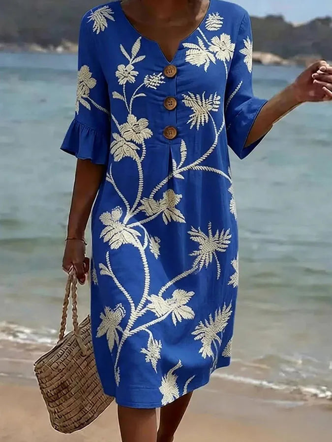 Belle | Robe décontractée pour femme, à imprimé floral ou unie