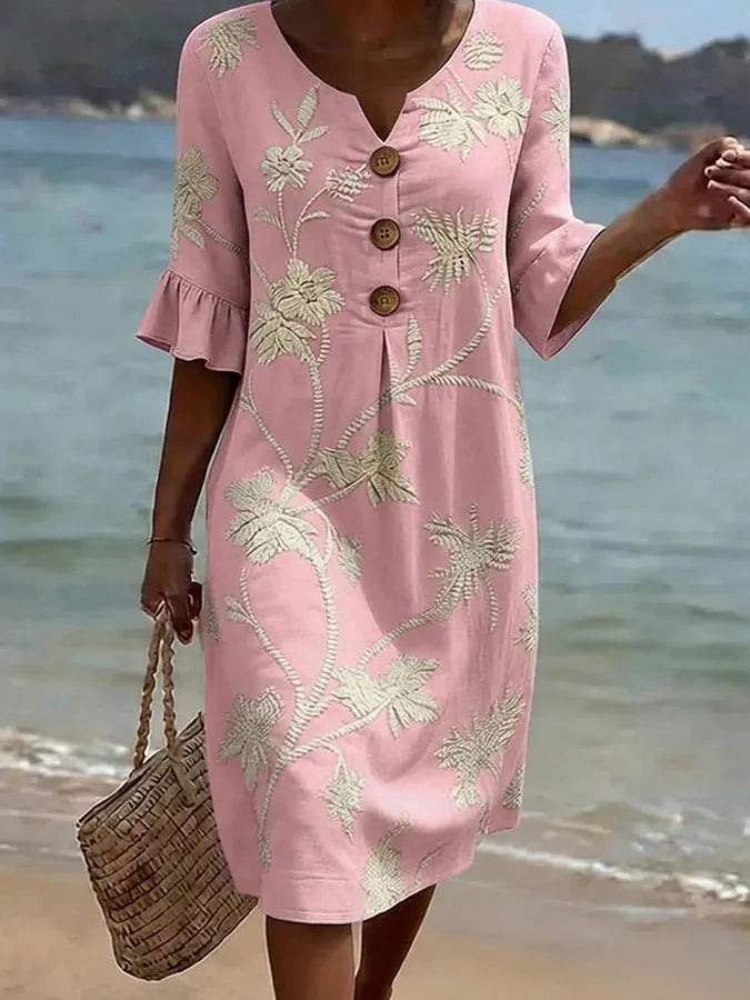 Belle | Robe décontractée pour femme, à imprimé floral ou unie