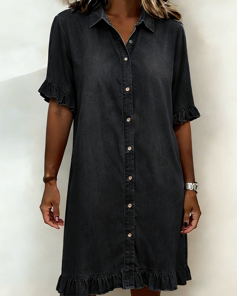 Julia - Robe en jean confortable avec des plis flatteurs