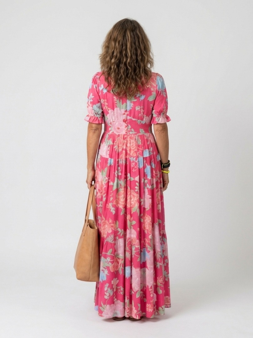 Igoné | Robe midi à fleurs, sans manches, à encolure en V