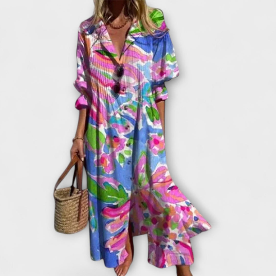 Lila - Robe Maxi Flatteuse avec Couverture du Ventre