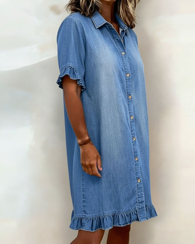 Julia - Robe en jean confortable avec des plis flatteurs