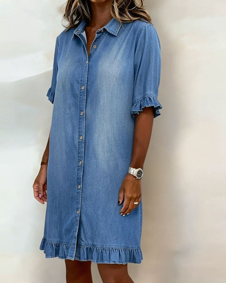 Julia - Robe en jean confortable avec des plis flatteurs