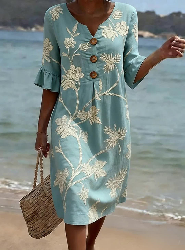 Belle | Robe décontractée pour femme, à imprimé floral ou unie