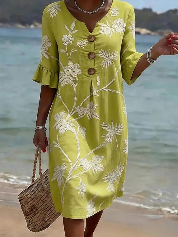 Belle | Robe décontractée pour femme, à imprimé floral ou unie